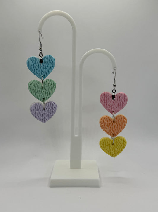 Cascading Knit Hearts