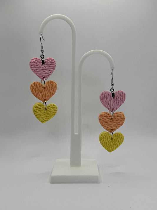 Cascading Knit Hearts