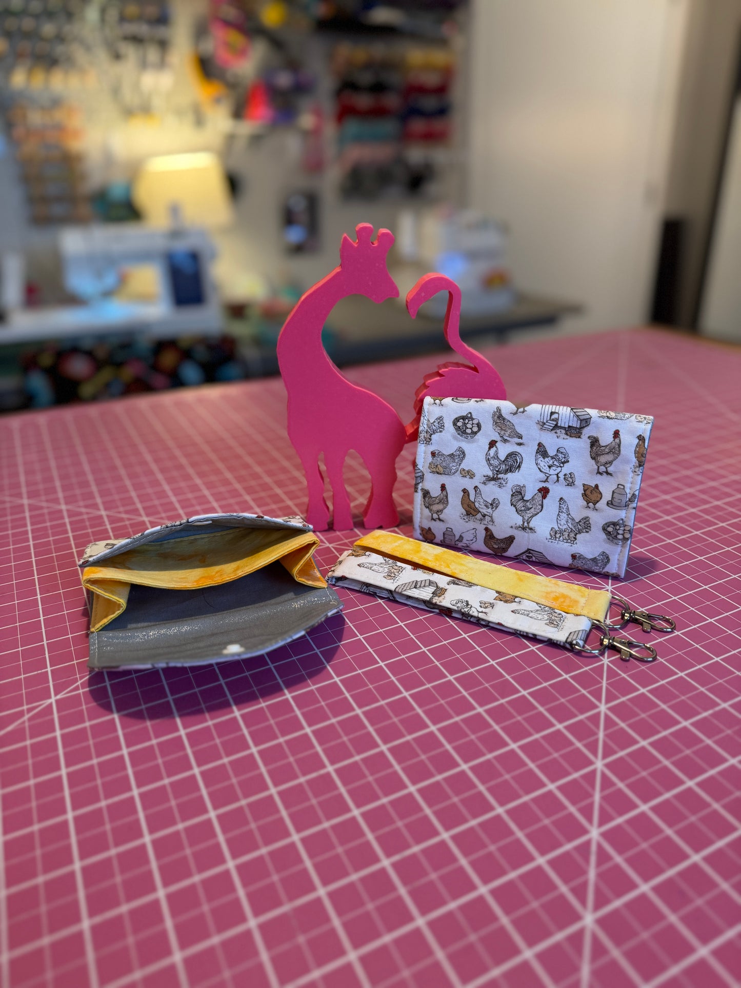 Fabric Wallet - Chickens**