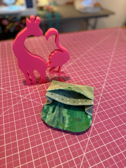 Fabric Wallet - Mint Plaid