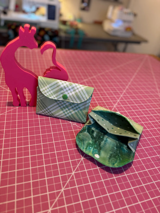 Fabric Wallet - Mint Plaid