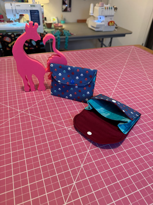 Fabric Wallet - Blue Dog Paws