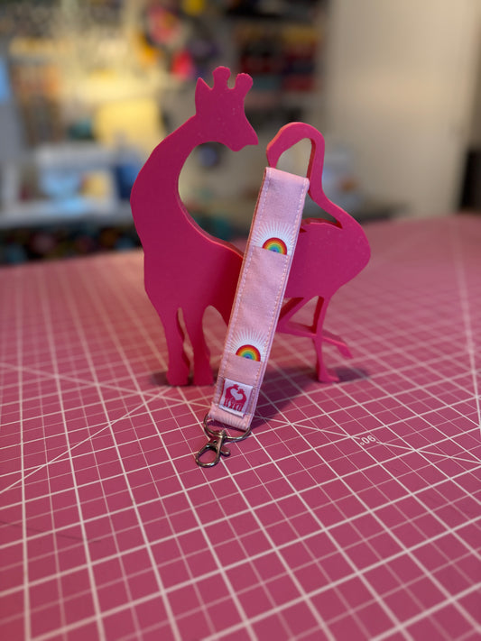 Wristlet Keychain - Pink with Rainbows