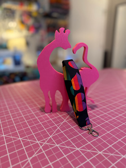 Wristlet Keychain - Rainbow Hearts