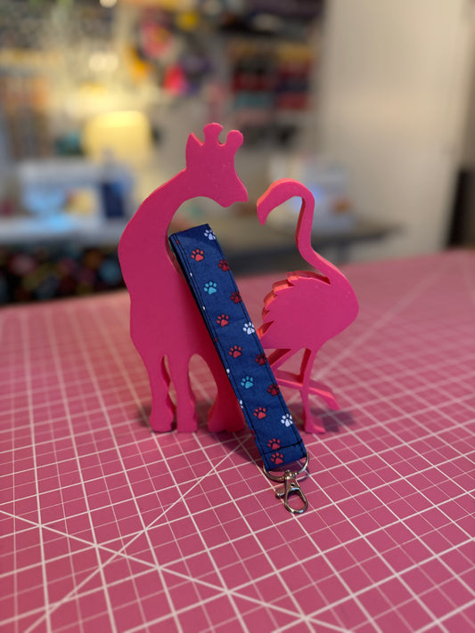 Wristlet Keychain - Red, White, & Blue Dog Paws