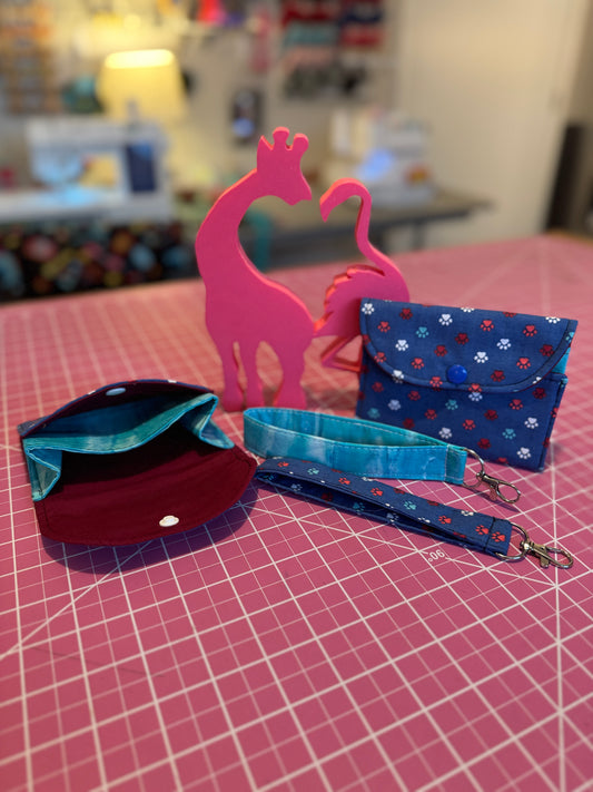 Fabric Wallet - Blue Dog Paws